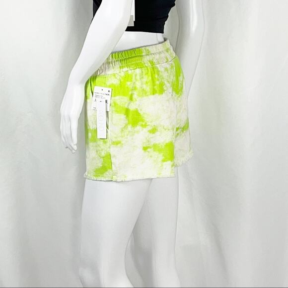 Abound Green Tie-Dye Drawstring Elastic Waist Pull On Raw Hem Cotton Shorts SzL - Picture 8 of 12